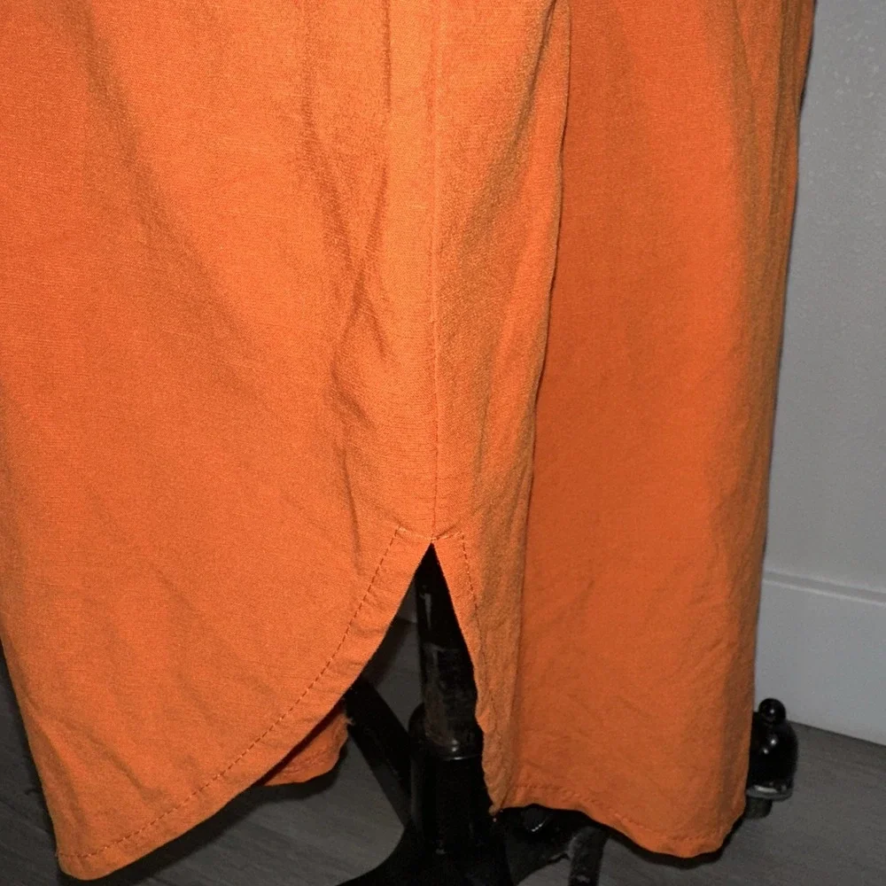 Ivo Nikkolo  Orange Button Up Linen Dress Short Sleeve Size XS‎ Waist Belt